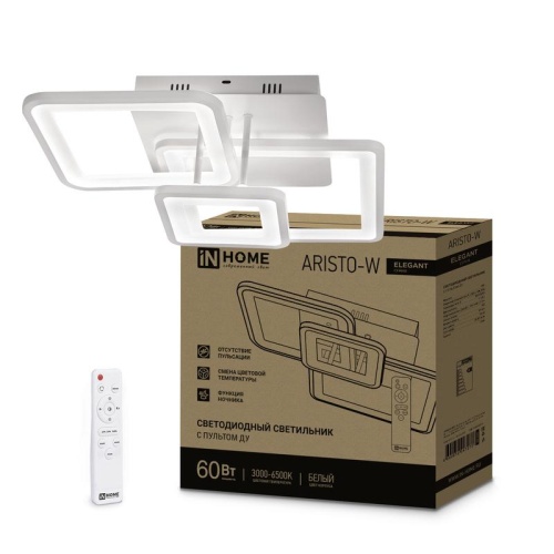 Светильник светодиодный ELEGANT ARISTO-W 60Вт 230В 3000-6500К 4700лм 531х448х151мм пульт ДУ бел. | код 4690612047270 | IN HOME
