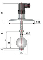 Датчик уровня поплавковый ПДУ-3Н.2.1200.800.CL100 | код 134609 | ОВЕН