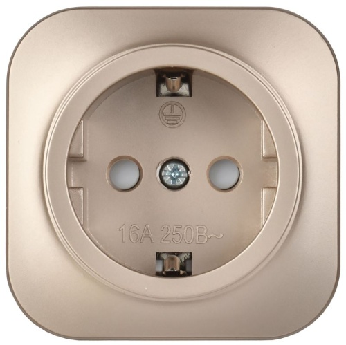 GLORY Розетка 1-местная для открытой установки с заземлением с защитными шторками 16А РСш20-3-ХШм шампань матовый IEK | код ERH14-K37M-16 | IEK