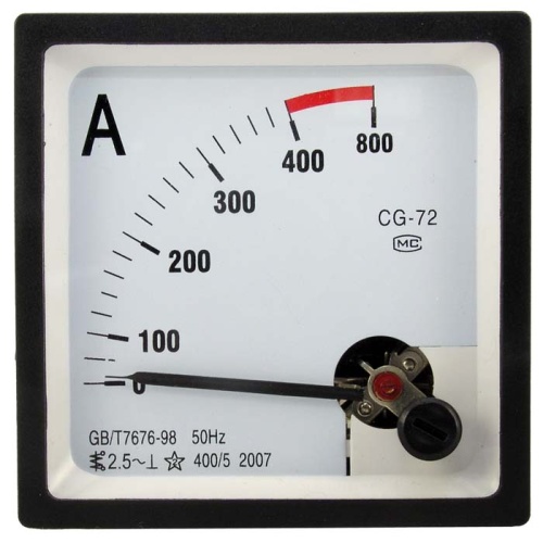 Амперметр переменного тока аналоговый RUICHI, 72х72 мм, 400/5 А, 50 Гц | код 63924 | Ruichi