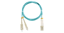 Шнур NIKOMAX волоконно-оптический, переходной, многомодовый 50/125мкм, стандарта ОМ3, SC/UPC-LC/UPC, двойной, LSZH нг(A)-HFLTx, 2мм, аква, 1м | код NMF-PC2M3C2-SCU-LCU-001 | NIKOMAX