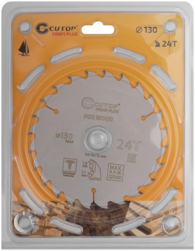 Диск пильный по дереву с тефлоновым покрытием 24Т, Profi plus 130x1,1/1,8x20/16/12 мм | код 75-13024Т | FIT фото 2