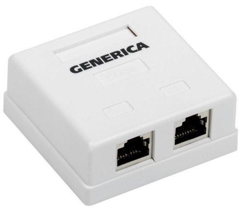 Розетка информационная RJ45 кат.5е FTP 2 порта настенная GENERICA ITK CS2-1C5EF-22-G