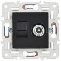 SKANDY Розетка двойная TV+RJ45 кат.6E SK-A15Bl черный IEKновинка | код SK-AK20-2-K02 | IEK