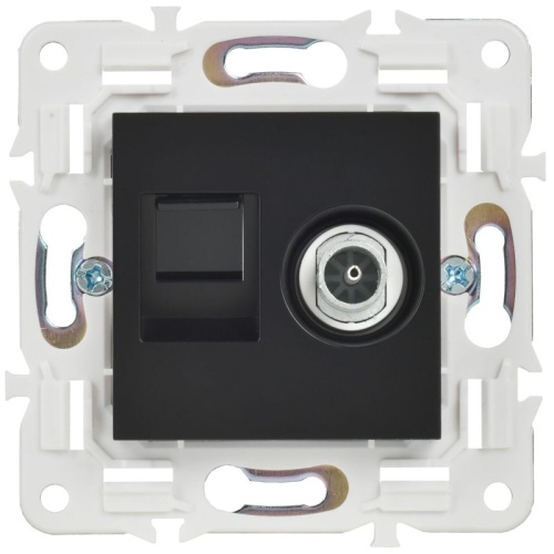 SKANDY Розетка двойная TV+RJ45 кат.6E SK-A15Bl черный IEKновинка | код SK-AK20-2-K02 | IEK