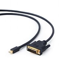 Кабель mDP->DVI Cablexpert CC-mDPM-DVIM-6, 20M/25M, 1.8м, черный, позол.разъемы, пакет | код CC-mDPM-DVIM-6 | Cablexpert