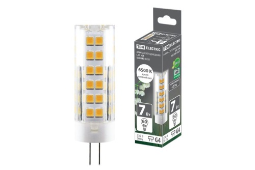 Лампа светодиодная G4-7 Вт-230 В-6500 К, SMD, 18,5x57 мм TDM | код SQ0340-0221 | TDM Лампа светодиодная G4-7 Вт-230 В-6500 К, SMD, 18,5x57 мм TDM | код SQ0340-0221 | TDM