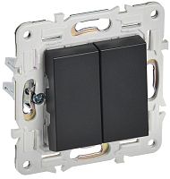 SKANDY Выключатель 2-клавишный проходной 10А SK-V05Bl черный IEKновинка | код SK-V22-0-10-K02 | IEK