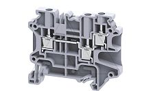 Клемма проходная CY4/3 /6x58,8mm, винтовая, 3 присоед., 4(max 6)mm2, 32A, 500V, серая | код CY4/3 | Connectwell