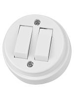 Выключатель 2-кл. открытой установки IP20 10А белый Ретро TDM | код SQ1806-0509 | TDM