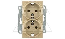 Rita - Розетка двойная 2x2P+E, золото доре | код 2200-202-0285 | Mutlusan