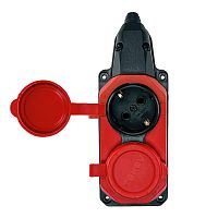 Колодка удлинителя 2-м с заземл. 16А IP44 каучук красн. TOKOV | код TKE-C13-KK2-Z | TOKOV ELECTRIC