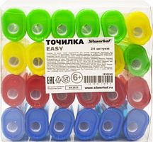 Точилка для карандашей ручная Silwerhof Easy Веселые друзья 1 отверстие пластик ассорти | код 1830249 | SILWERHOF