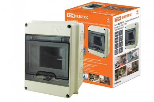 Бокс ЩРН-П-5 модулей навесной пластик IP65 TDM | код SQ0908-0001 | TDM Бокс ЩРН-П-5 модулей навесной пластик IP65 TDM | код SQ0908-0001 | TDM