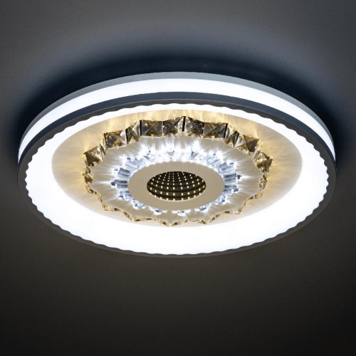 Люстра потолочная светодиодная диммируемая, CRYSTAL 3D, с ДУ, 3 режима, 480х480х60мм, 120Вт, 3000+6400K/4200K/6400+3000K, 40м, белый, 52368 0, Ritter | код 52368 0 | RITTER фото 8