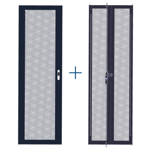 Комплект дверей 42U, 800 мм, черный, передняя - перфорированная, задняя - распашная перфорированная | код TWT-CBB-DR42-8x-S-P1 | TWT