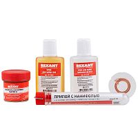 Набор для пайки REXANT К1 универсальный (припой, флюс ПК, флюс СКФ, канифоль, оплетка) | код 09-3740 | REXANT