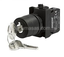 Кнопка с ключом 2-0-1 с фиксацией, ключ вынимается во всех положениях (2НО), CP101AC30 | код CP101AC30 | EMAS