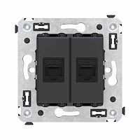 Компьютерная розетка RJ-45 без шторки в стену, кат.6А двойная, Avanti, Черный матовый | код 4412674 | DKC