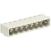 Вилочный разъем, горизонтальный, на плату, шаг 5,00 мм, 10 полюсов, фиксация на плате пайкой, 300V, 12А, без маркировки, цвет: серый, серия 8113 S W | код 25.332.4053.0 | Wieland