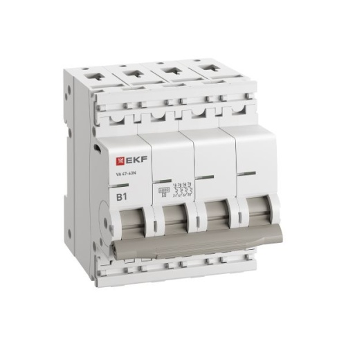 Автоматический выключатель 4P 1А (B) 6кА ВА 47-63N EKF PROxima | код M636401B | EKF фото 3