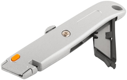 Нож для напольных покрытий серый, металлический корпус, кассета 4 лезвия | код 10342 | FIT фото 8