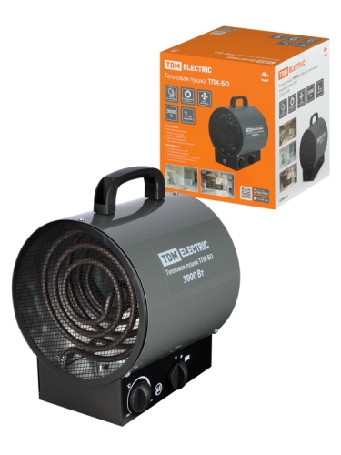 Тепловая пушка ТПК-БО, 3 кВт, круглый корпус, терморегулятор, TDM | код SQ2520-0108 | TDM