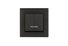 Выключатель 2-клав. с подсветкой Karea RIZZ STAR дым. металлик Makel 88050023