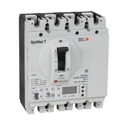 Выключатель автоматический OptiMat T250M ETE 250A 4P | код 356146 | КЭАЗ Выключатель автоматический OptiMat T250M ETE 250A 4P | код 356146 | КЭАЗ