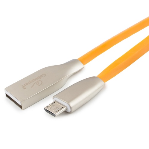 Кабель USB 2.0 Cablexpert CC-G-mUSB01O-1M, AM/microB, серия Gold, длина 1м, оранжевый, блистер | код CC-G-mUSB01O-1M | Cablexpert