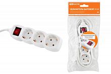 Удлинитель бытовой У03В выключатель, 3 гнезда, 1,5метра, с заземлением, ПВС 3х1мм2 16А/250В TDM | код SQ1303-0100 | TDM