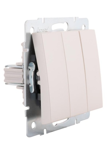 Выключатель RAIN тройной жемчужно-белый перламутр механизм | код 703-3088-109 | LEZARD фото 4