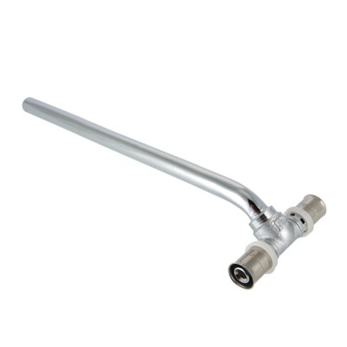 Тройник радиаторный пресс с латунной хром. трубкой 15 мм, 20х15х20 (700 мм. длинный) | код. VTm.282.HN.201520 | VALTEC