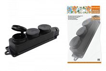 Розетка трехместная с заглушками каучук 2Р+РЕ 16А 250В IP44 серии Народная | код SQ0612-0038 | TDM НАРОДНЫЙ