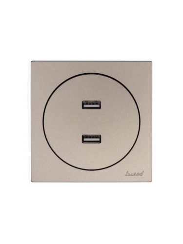 Розетка 2-м СП OSEN USB разъем механизм титан LEZARD 743-3788-192 фото 3
