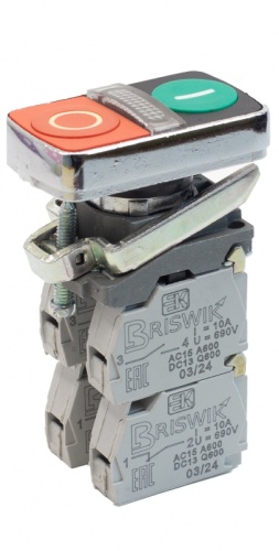 Выключатель Briswik КМЕ 8631м -ЛС 220В зел-красн IP65 УХЛ3 10А 3но+1нз | код aD-GB-5Ai-7642 | Briswik