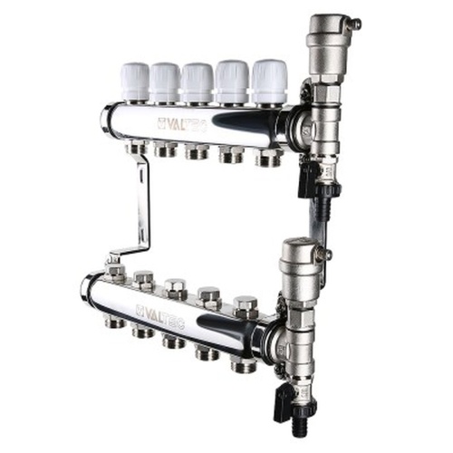 Коллекторная группа НЕРЖ, в сборе, 1"х10 вых. Евроконус 3/4" | код. VTc.588.EMNX.0610 | VALTEC