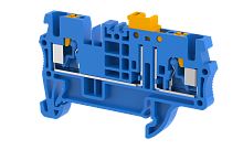 Клемма проходная PUSH-IN 2,5 мм2, с размыкателем, на 2 подключения, синяя PQK2.5-BLUE | код 3102120001 | Elmex