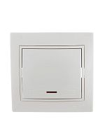 Выключатель 1-кл. СП Мира 10А IP20 с подсветкой с бел. вставкой бел. LEZARD 701-0202-111