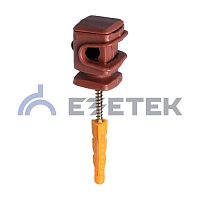 Держатель проводника круглого 6-8 мм коричневый, высота 16 мм, пластик с дюбелем 38 мм | код 70018 | ЕЗЕТЕК