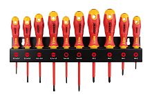 Набор отверток диэлектрических SL/PZ/PH/Tx Ergonic на стальной стойке, 10 шт | код 41491093 | FELO