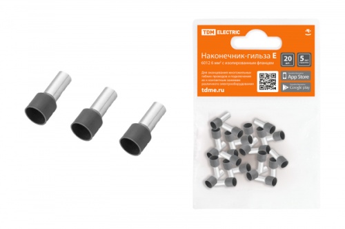 Наконечник-гильза Е6012 6мм2 с изолированным фланцем (20шт) TDM | код SQ0568-0043 | TDM