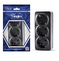 Розетка 3-м ОП Frea 16А IP20 250В с заземл. АБС-пластик карбон | код TKE-FR-R3Z-C14 | TOKOV ELECTRIC