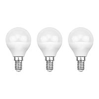 Лампа светодиодная REXANT Шарик (GL) 9.5 Вт E14 903 Лм 2700 K теплый свет (3 шт./уп.) | код 604-037-3 | REXANT