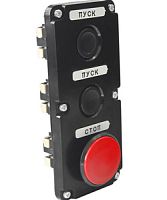 Пост управления кнопочный ПКЕ 122-3 У2, 10А, 660В, 3 элемента, чёрный цилиндр и красный гриб, в нишу, IP54, пост управления (ЭТ) | код ET519063 | Электротехник
