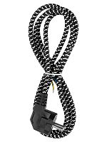 Шнур сетевой с вилкой в тканевой оплетке ПВС 3x0,75мм2 1,8м, 2400 Вт с/з черный TDM | код SQ1305-0092 | TDM