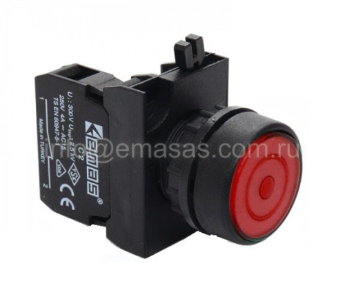 Кнопка нажимная круглая красная с фиксацией | код CP200FK | EMAS