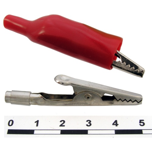 Зажим-крокодил RUICHI 8-0031 с резьбовым гнездом 8-12 UNC, 10 мм, 5 А, красный | код 70095 | Ruichi