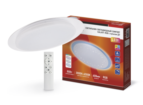 Светильник светодиодный COMFORT GALAXY-RGB 80Вт 230В 3000-6500K 6000Лм 600x85мм с пультом ДУ IN HOME | код 4690612035178 | IN HOME