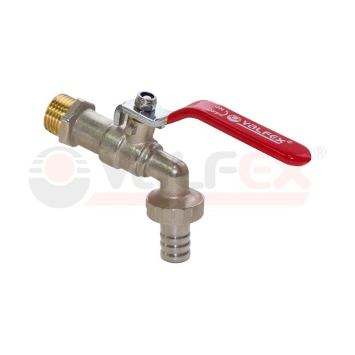 Кран шаровой латунный 1дюйм водоразборный со штуцером ручка-рычаг НИКЕЛИР-Й(40/5) К | код VF.435.NR.100 | VALFEX